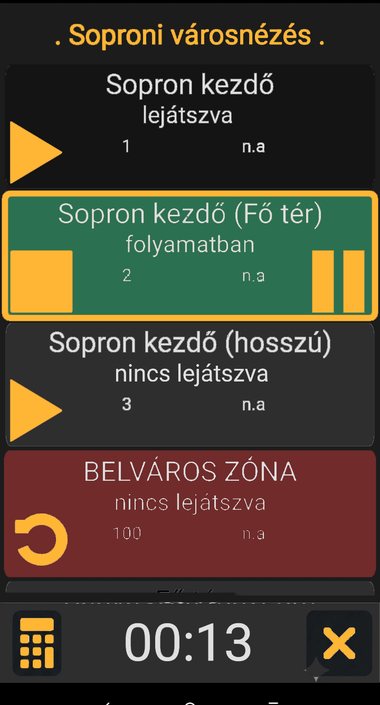 A fedélzeti app lejátszó képernyője menet közben